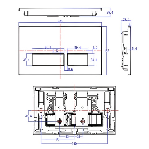 PRZYCISK URUCHAMIAJĄCY SPŁUKUJĄCY DO WC GEBERIT BUTTON BIAŁY MAT PRZEDNI