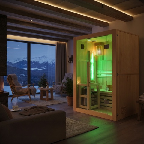 SAUNA FIŃSKA WYSOKOTEMPERATUROWA Z PIECEM KEMI1/HARVIA 3,5KW 1-2 OSOBOWA 120x105 CM