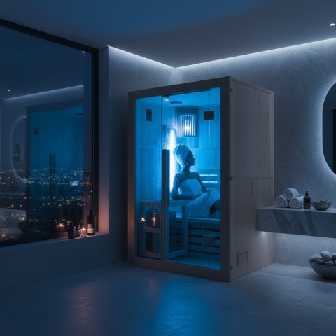 SAUNA FIŃSKA WYSOKOTEMPERATUROWA Z PIECEM KEMI1/HARVIA 3,5KW 1-2 OSOBOWA 120x105 CM
