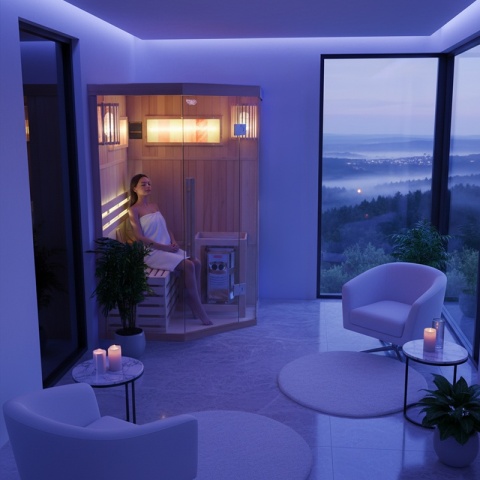 SAUNA FIŃSKA WYSOKOTEMPERATUROWA Z PIECEM KEMI2/HARVIA 3,5KW 1-2 OSOBOWA 120x120 CM