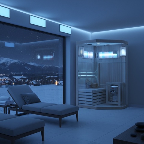 SAUNA FIŃSKA WYSOKOTEMPERATUROWA Z PIECEM KEMI2/HARVIA 3,5KW 1-2 OSOBOWA 120x120 CM