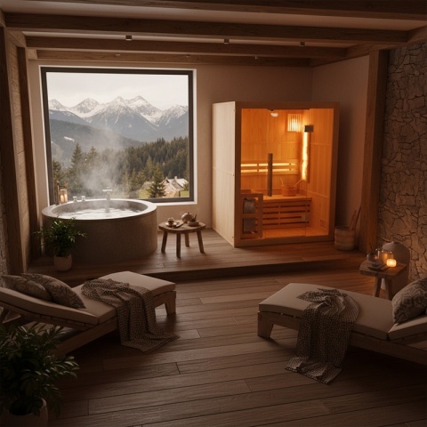 SAUNA FIŃSKA WYSOKOTEMPERATUROWA Z PIECEM KEMI3/HARVIA 4,5KW 3-4 OSOBOWA 150x120 CM