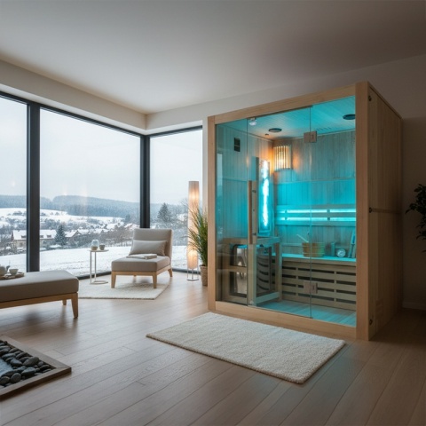 SAUNA FIŃSKA WYSOKOTEMPERATUROWA Z PIECEM KEMI3/HARVIA 4,5KW 3-4 OSOBOWA 150x120 CM