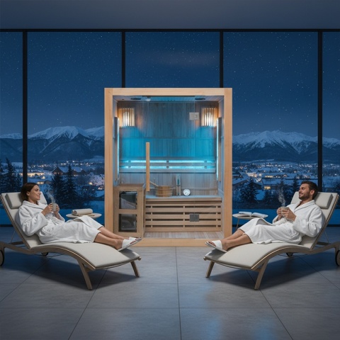 SAUNA FIŃSKA WYSOKOTEMPERATUROWA Z PIECEM KEMI3/HARVIA 4,5KW 3-4 OSOBOWA 150x120 CM