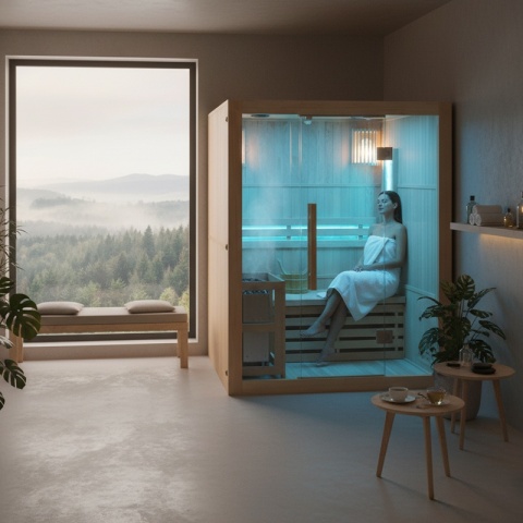 SAUNA FIŃSKA WYSOKOTEMPERATUROWA Z PIECEM KEMI3/HARVIA 4,5KW 3-4 OSOBOWA 150x120 CM