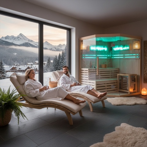 SAUNA FIŃSKA WYSOKOTEMPERATUROWA Z PIECEM KEMI4/HARVIA 6KW 4-5 OSOBOWA 150x150 CM