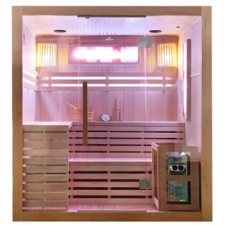 SAUNA FIŃSKA WYSOKOTEMPERATUROWA Z PIECEM KEMI5/HARVIA 6KW 4-5 OSOBOWA 180x160 CM