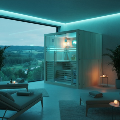 SAUNA FIŃSKA WYSOKOTEMPERATUROWA Z PIECEM KEMI5/HARVIA 6KW 4-5 OSOBOWA 180x160 CM