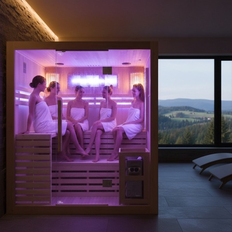 SAUNA FIŃSKA WYSOKOTEMPERATUROWA Z PIECEM KEMI5/HARVIA 6KW 4-5 OSOBOWA 180x160 CM