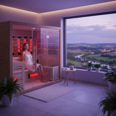 SAUNA KOMBO INFRARED/FIŃSKA HELSI2 Z PIECEM 8kW 5-6 OSOBOWA 200x160 CM 2w1