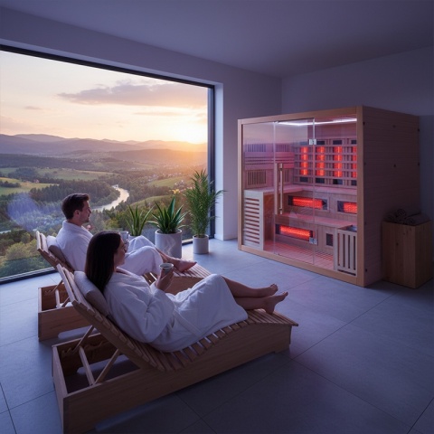 SAUNA KOMBO INFRARED/FIŃSKA HELSI2 Z PIECEM 8kW 5-6 OSOBOWA 200x160 CM 2w1