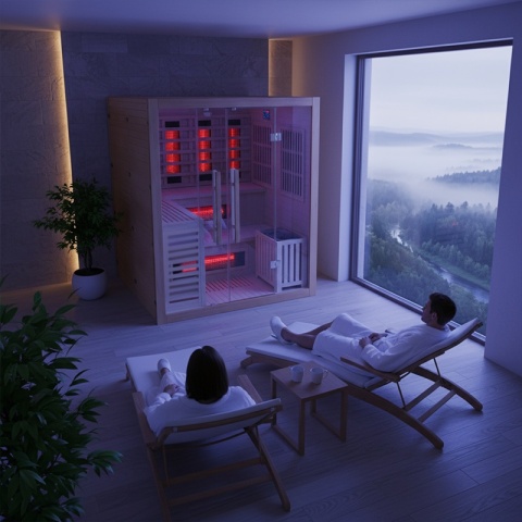 SAUNA KOMBO INFRARED/FIŃSKA HELSI3-NEW Z PIECEM 6kW 3-4 OSOBOWA 160x160 CM 2w1