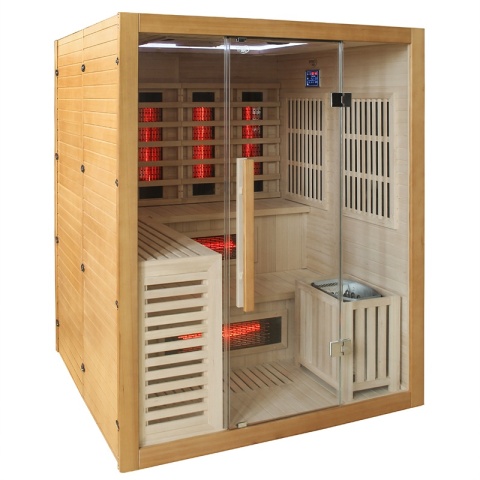 SAUNA KOMBO INFRARED/FIŃSKA HELSI3-NEW Z PIECEM 6kW 3-4 OSOBOWA 160x160 CM 2w1