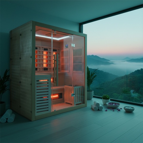 SAUNA KOMBO INFRARED/FIŃSKA HELSI3-NEW Z PIECEM 6kW 3-4 OSOBOWA 160x160 CM 2w1