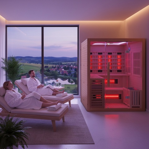 SAUNA KOMBO INFRARED/FIŃSKA HELSI3-NEW Z PIECEM 6kW 3-4 OSOBOWA 160x160 CM 2w1