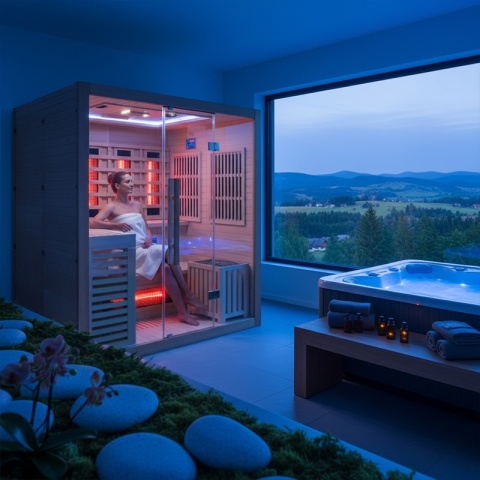 SAUNA KOMBO INFRARED/FIŃSKA HELSI3-NEW Z PIECEM 6kW 3-4 OSOBOWA 160x160 CM 2w1