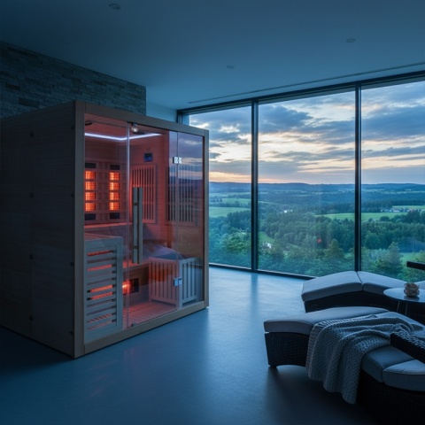 SAUNA KOMBO INFRARED/FIŃSKA HELSI3-NEW Z PIECEM 6kW 3-4 OSOBOWA 160x160 CM 2w1