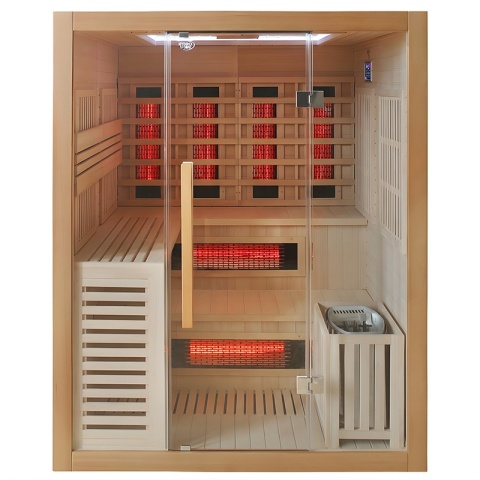 SAUNA KOMBO INFRARED/FIŃSKA HELSI3-NEW Z PIECEM 6kW 3-4 OSOBOWA 160x160 CM 2w1