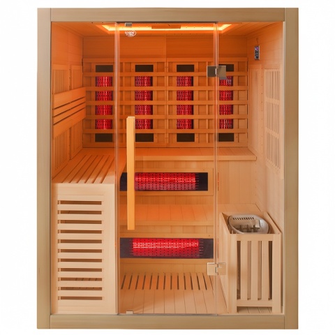 SAUNA KOMBO INFRARED/FIŃSKA HELSI3-NEW Z PIECEM 6kW 3-4 OSOBOWA 160x160 CM 2w1