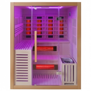 SAUNA KOMBO INFRARED/FIŃSKA HELSI3-NEW Z PIECEM 6kW 3-4 OSOBOWA 160x160 CM 2w1
