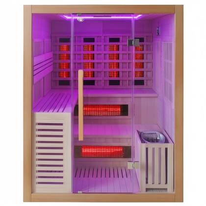 SAUNA KOMBO INFRARED/FIŃSKA HELSI3-NEW Z PIECEM 6kW 3-4 OSOBOWA 160x160 CM 2w1