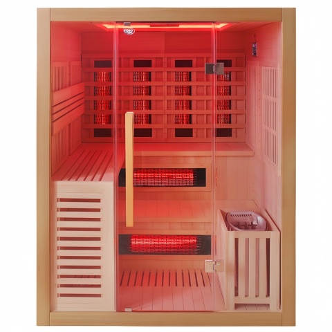 SAUNA KOMBO INFRARED/FIŃSKA HELSI3-NEW Z PIECEM 6kW 3-4 OSOBOWA 160x160 CM 2w1