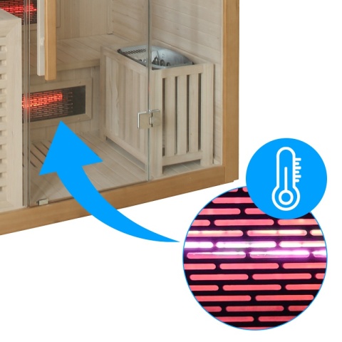 SAUNA KOMBO INFRARED/FIŃSKA HELSI3-NEW Z PIECEM 6kW 3-4 OSOBOWA 160x160 CM 2w1
