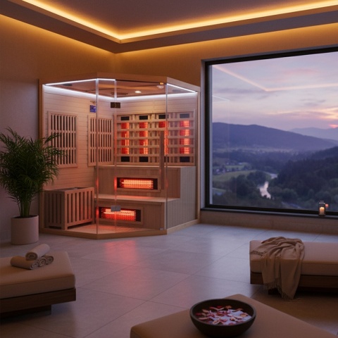 SAUNA KOMBO INFRARED/FIŃSKA MOSS1 Z PIECEM 6kW 4-5 OSOBOWA 150x150 CM 2w1