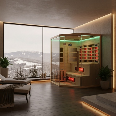 SAUNA KOMBO INFRARED/FIŃSKA MOSS1 Z PIECEM 6kW 4-5 OSOBOWA 150x150 CM 2w1