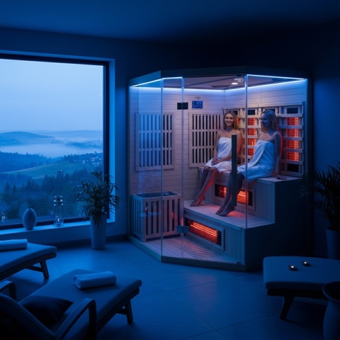 SAUNA KOMBO INFRARED/FIŃSKA MOSS1 Z PIECEM 6kW 4-5 OSOBOWA 150x150 CM 2w1