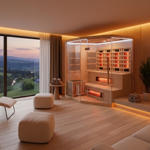 SAUNA KOMBO INFRARED/FIŃSKA MOSS1 Z PIECEM 6kW 4-5 OSOBOWA 150x150 CM 2w1