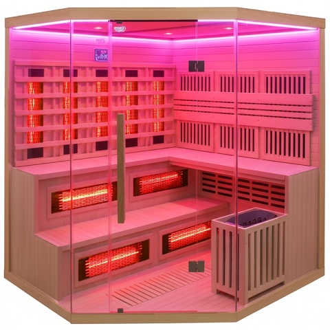 SAUNA KOMBO INFRARED/FIŃSKA MOSS2 Z PIECEM 8kW 5-6 OSOBOWA 200x200 CM 2w1