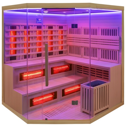 SAUNA KOMBO INFRARED/FIŃSKA MOSS2 Z PIECEM 8kW 5-6 OSOBOWA 200x200 CM 2w1