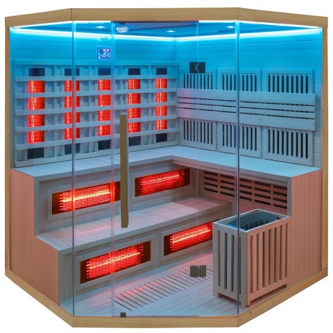 SAUNA KOMBO INFRARED/FIŃSKA MOSS2 Z PIECEM 8kW 5-6 OSOBOWA 200x200 CM 2w1