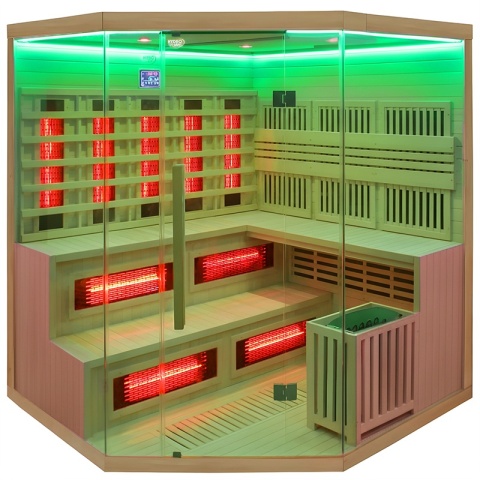 SAUNA KOMBO INFRARED/FIŃSKA MOSS2 Z PIECEM 8kW 5-6 OSOBOWA 200x200 CM 2w1