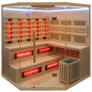 SAUNA KOMBO INFRARED/FIŃSKA MOSS2 Z PIECEM 8kW 5-6 OSOBOWA 200x200 CM 2w1