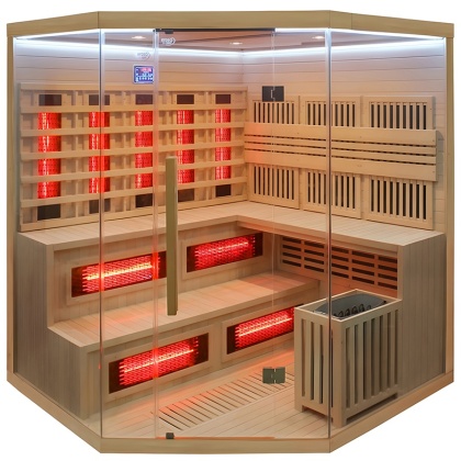 SAUNA KOMBO INFRARED/FIŃSKA MOSS2 Z PIECEM 8kW 5-6 OSOBOWA 200x200 CM 2w1