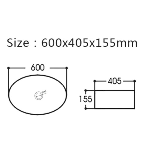 UMYWALKA NABLATOWA CERAMICZNA OWALNA CARI-BL-MOD2-600 CZARNY POŁYSK 60x40 CM