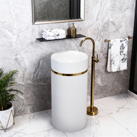 UMYWALKA WOLNOSTOJĄCA CERAMICZNA OKRĄGŁA SCOT1-WH-730 40x73 CM BIAŁA