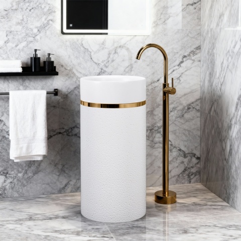 UMYWALKA WOLNOSTOJĄCA CERAMICZNA OKRĄGŁA SCOT1-WH-730 40x73 CM BIAŁA