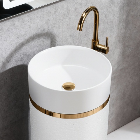 UMYWALKA WOLNOSTOJĄCA CERAMICZNA OKRĄGŁA SCOT1-WH-730 40x73 CM BIAŁA