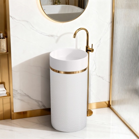 UMYWALKA WOLNOSTOJĄCA CERAMICZNA OKRĄGŁA SCOT1-WH-730 40x73 CM BIAŁA