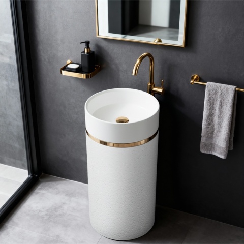 UMYWALKA WOLNOSTOJĄCA CERAMICZNA OKRĄGŁA SCOT1-WH-730 40x73 CM BIAŁA