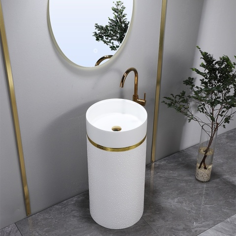 UMYWALKA WOLNOSTOJĄCA CERAMICZNA OKRĄGŁA SCOT1-WH-730 40x73 CM BIAŁA