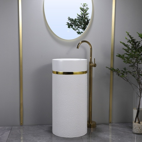 UMYWALKA WOLNOSTOJĄCA CERAMICZNA OKRĄGŁA SCOT1-WH-730 40x73 CM BIAŁA