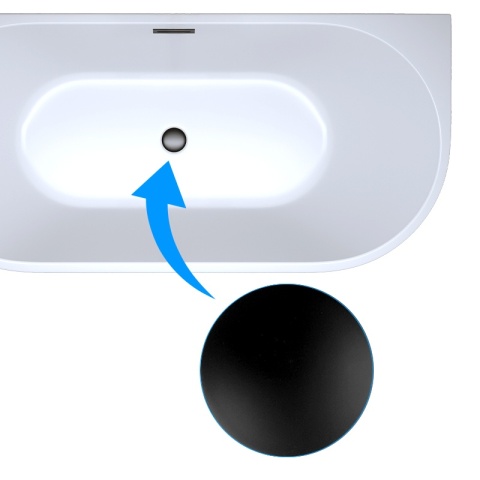 WANNA WOLNOSTOJĄCA PRZYŚCIENNA LENA 527A BIAŁA PRZELEW CZARNY 140x70 CM