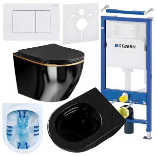 ZESTAW PODTYNKOWY WC STELAŻ GEBERIT DUOFIX MISKA MIZU-BL-GL-RIM-03 PRZYCISK DELTA 30 BIAŁY