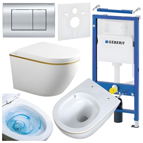 ZESTAW PODTYNKOWY WC STELAŻ GEBERIT DUOFIX MISKA MIZU-WH-GL-TR-02 PRZYCISK DELTA 30 CHROM