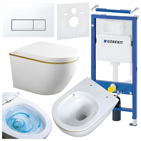 ZESTAW PODTYNKOWY WC STELAŻ GEBERIT DUOFIX MISKA MIZU-WH-GL-TR-02 PRZYCISK DELTA 50 BIAŁY