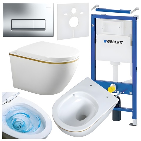 ZESTAW PODTYNKOWY WC STELAŻ GEBERIT DUOFIX MISKA MIZU-WH-GL-TR-02 PRZYCISK DELTA 50 CHROM